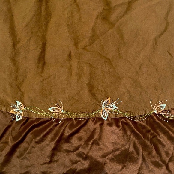 Girls Pullover Cotton Flower Embroidered Sundress With Lining Brown Size Large - Picture 3 of 5